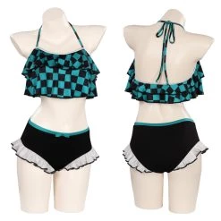 NewCosplay Anime Demon Slayer Kamado Tanjirou Swimwear Outfits Halloween Carnival Suit Cosplay Costume
