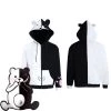 NewCosplay Danganronpa Dangan Ronpa Monokuma Hoodie Black And White Bear Zipper Jacket Coat Cosplay Costume