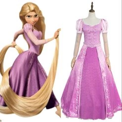 New Cosplaysky Tangled Ever After Rapunzel Pink Dress Halloween Carnival Suit Cosplay Costume