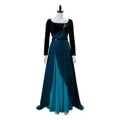 NewCosplay Frozen 2 Queen Anna Coronation Gown Dark Green Dress Cosplay Costume