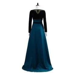 NewCosplay Frozen 2 Queen Anna Coronation Gown Dark Green Dress Cosplay Costume