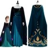 NewCosplay Frozen 2 Queen Anna Coronation Gown Dark Green Dress Cosplay Costume