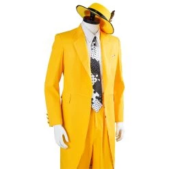 NewCosplay The Mask Jim Carrey Yellow Suit Men Uniform Outfit Halloween Carnival Costume Cosplay Costume New Arrivals