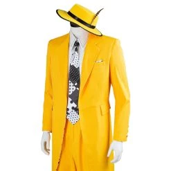 NewCosplay The Mask Jim Carrey Yellow Suit Men Uniform Outfit Halloween Carnival Costume Cosplay Costume New Arrivals