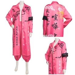 NewCosplay Japanese Bosozoku Kimono Cosplay Costume Pink Coat Pants Outfits Halloween Carnival Suit