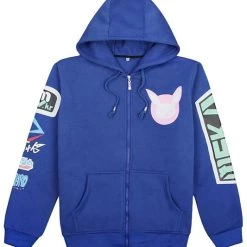 New Cosplaysky Overwatch D.va Song Hana Fleece Zip-up Hoodie Hooded Sweatshirt Blue