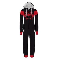 Fansholiday Halloween Into The Spider-Verse Miles Morales Pajamas Cartoon Onesie Hooded Pajamas Cosplay Costume