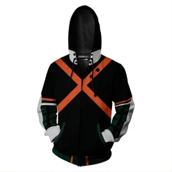 New Cosplaysky Anime My Hero Academia Bakugou Katsuki Cosplay Costume Tee Hoodie Zip Sweatshirt New Arrivals