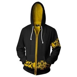 New Cosplaysky New Arrivals Unisex One Piece Trafalgar Law Cosplay Hoodie 3D Printed Sweatshirt Men Women Casual Zip Up Streetwear