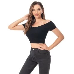 INSWEAR New Arrivals 1970S Pink Lady Cosplay Costume Off-shoulder Short Sleeve Shirt Top