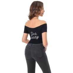 INSWEAR New Arrivals 1970S Pink Lady Cosplay Costume Off-shoulder Short Sleeve Shirt Top