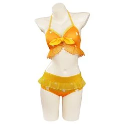Fansholiday New Arrivals Demon Slayer Agatsuma Zenitsu Swimsuit Cosplay Costume Two-Piece Bikini Swimwear Outfits