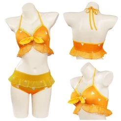 Fansholiday New Arrivals Demon Slayer Agatsuma Zenitsu Swimsuit Cosplay Costume Two-Piece Bikini Swimwear Outfits
