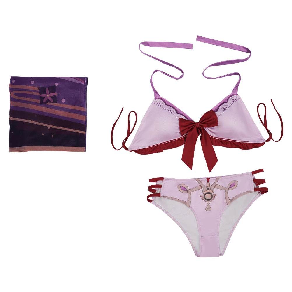 CosplaySky Genshin Impact Raiden Shogun Beelzebul Swimsuit Cosplay Costume Bikini Top Shorts Cloak Outfits 12 CosplaySky Genshin Impact Raiden Shogun Beelzebul Swimsuit Cosplay Costume Bikini Top Shorts Cloak Outfits