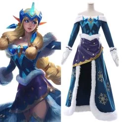 New Cosplaysky League Of Legends Soraka Snowdown Skin Outfit Cosplay Costume Female