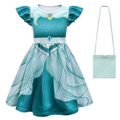 INSWEAR Children Girls Summer Jasmine Cosplay Costume Dress Bag Outfits New Arrivals