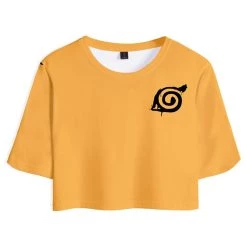 Fandombuy Women Naruto Crop Top Sets Uzumaki Naruto Cosplay Short Sleeve T-shirt Shorts 2 Pieces Sets Casual Clothes