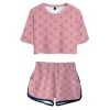 Fandomsky Women Demon Slayer: Kimetsu No Yaiba Kamado Nezuko Cosplay Crop Top & Shorts Set Summer 2 Pieces Casual Clothes New Arrivals