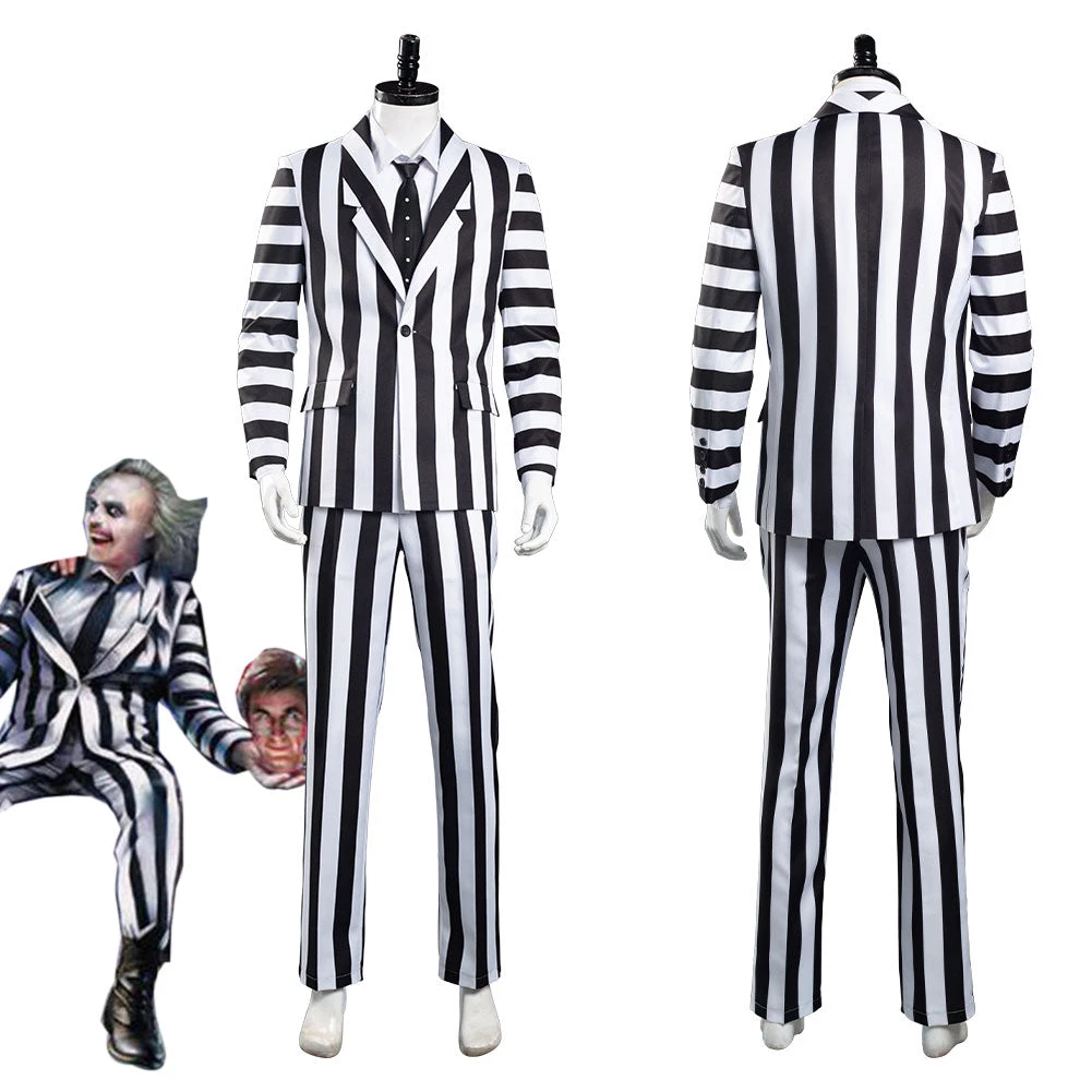 NewCosplay Beetlejuice Adam Men Black And White Striped Suit Jacket Shirt Pants Outfits Halloween Carnival Costume Cosplay Costume New Arrivals 3 NewCosplay Beetlejuice Adam Men Black And White Striped Suit Jacket Shirt Pants Outfits Halloween Carnival Costume Cosplay Costume New Arrivals
