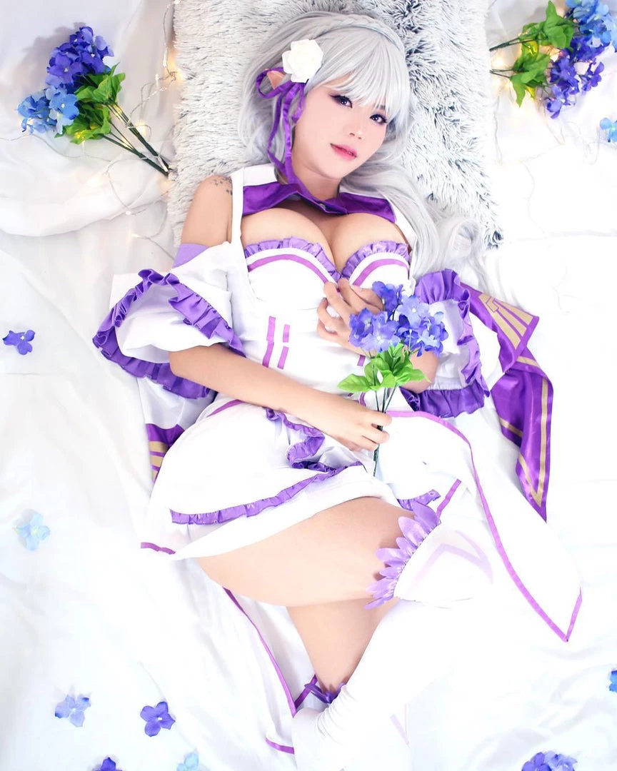 NewCosplay Re:Zero Life In A Different World From Zero Emilia Outfit Cosplay Costume 13 NewCosplay Re:Zero Life In A Different World From Zero Emilia Outfit Cosplay Costume