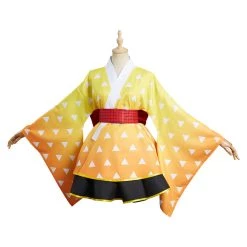 NewCosplay New Arrivals Demon Slayer Agatsuma Zenitsu Kimono Lolita Dress Outfits Halloween Carnival Suit Cosplay Costume