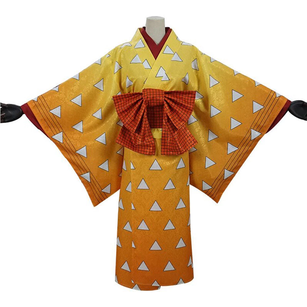 NewCosplay Demon Slayer Agatsuma Zenitsu Women Kimono Outfits Halloween Carnival Costume Cosplay Costume 3 NewCosplay Demon Slayer Agatsuma Zenitsu Women Kimono Outfits Halloween Carnival Costume Cosplay Costume