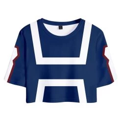 INSWEAR Women My Hero Academia Crop Top Sets UA Training Suit Cosplay Short Sleeve T-shirt Shorts 2 Pieces Sets Casual Clothes