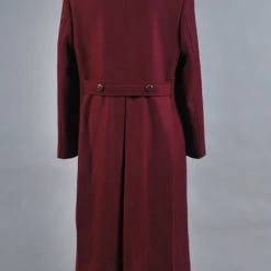 NewCosplay Doctor Who 4th Doctor Plum Red Long Trench Wool Coat Costume