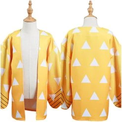 NewCosplay Demon Slayer: Kimetsu No Yaiba Agatsuma Zenitsu Kids Children Cosplay Costume