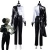 NewCosplay Cruella Black White Shirt Coat Pants Outfits Halloween Carnival Suit Cosplay Costume 2 NewCosplay Cruella Black White Shirt Coat Pants Outfits Halloween Carnival Suit Cosplay Costume