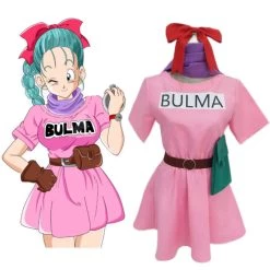 NewCosplay Dragon Ball Bulma Cosplay Costume Dress Accessories Outfits Halloween Carnival Suit