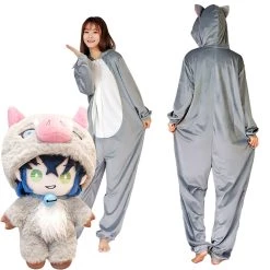 NewCosplay Demon Slayer ·Hashibira Inosuke Onesies Pajama Men Women Sleepwear Pyjamas Christmas Halloween Costume Cosplay Costume New Arrivals