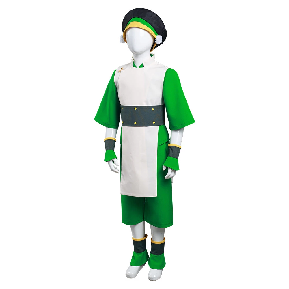 NewCosplay New Arrivals Avatar: The Last Airbender Toph Bengfang Vest Pants Cosplay Costume For Kids Children 5 NewCosplay New Arrivals Avatar: The Last Airbender Toph Bengfang Vest Pants Cosplay Costume For Kids Children