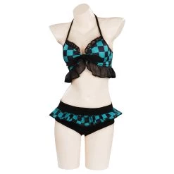 NewCosplay Anime Demon Slayer Kamado Tanjirou Swimwear Outfits Halloween Carnival Suit Cosplay Costume