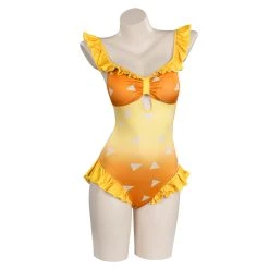 NewCosplay Demon Slayer Agatsuma Zenitsu Swimwear Outfits Halloween Carnival Suit Cosplay Costume New Arrivals
