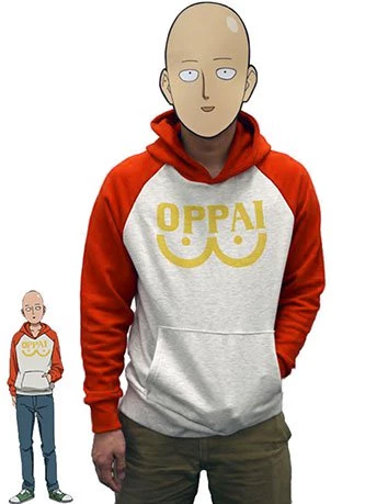 NewCosplay One Punch Man Hero Saitama Oppai Logo Hoodie Jacket Cosplay Costume New Arrivals